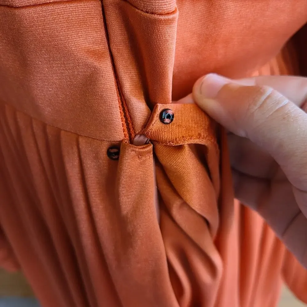 Vintage Dress Rust Maxi 70's Handmade Wide Sleeve Boho Fall Holiday MCM Prairie - Picture 6 of 6